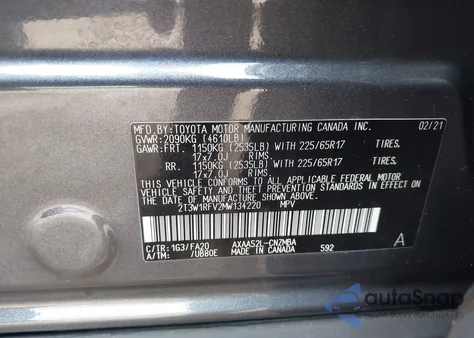 2021 Toyota Rav4 Xle из США, поврежденный, VIN 2T3W1RFV2MW134220